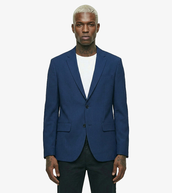 Solid Single Breasted Italian Wool Blazer