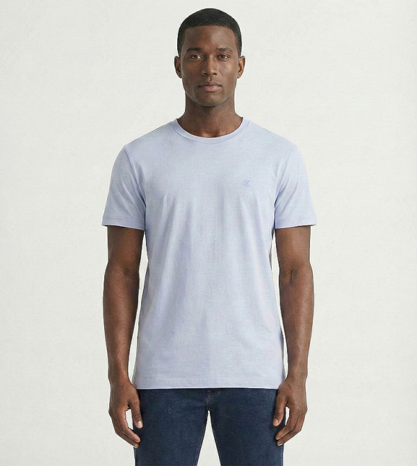 تيشيرت سادة كم قصير بقبة مستديرة 