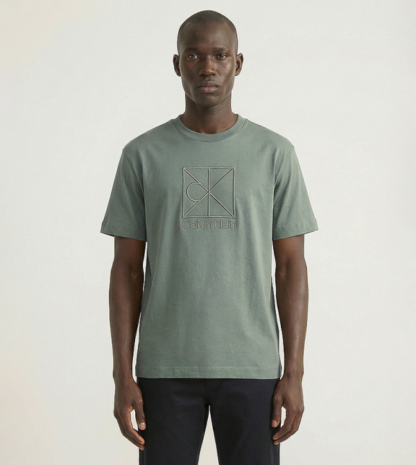 Monogram Embroidered Crew Neck Relaxed Ft T-Shirt