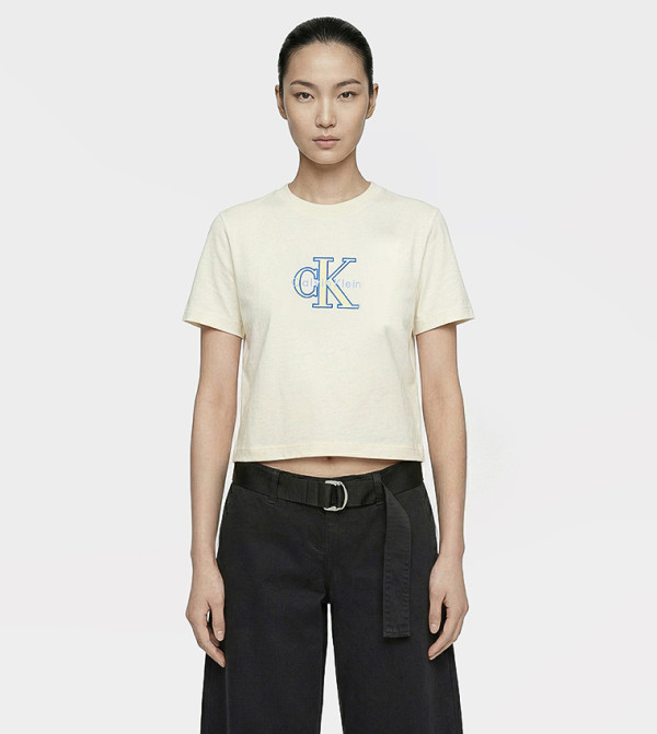 Logo Embroidered Crew Neck T-Shirt