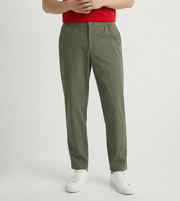 بنطلون بخصر مرن سادة