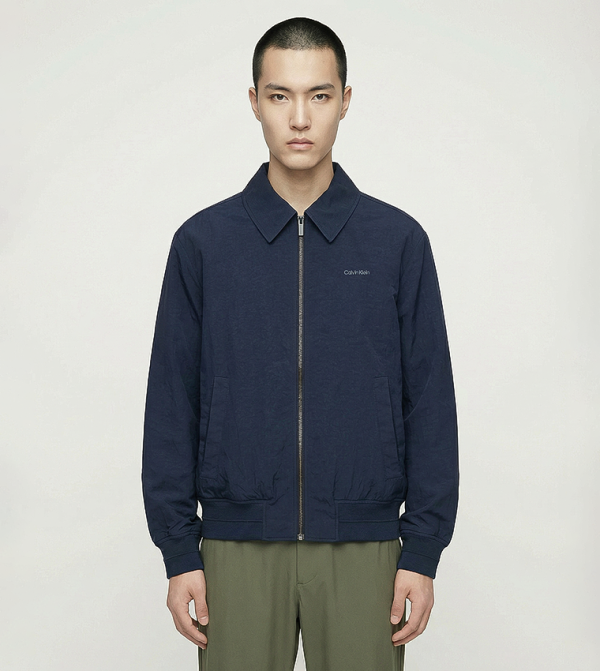 Textured Zip Through Casual Jacket