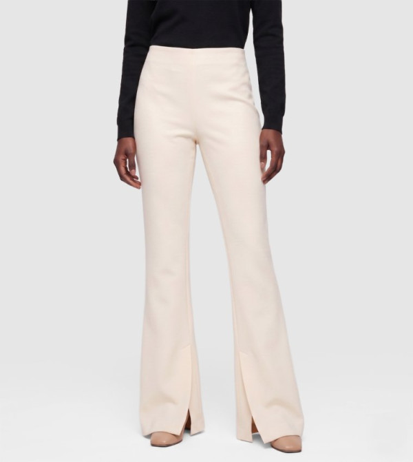 Front Slit High Waist Tailored Knit Flared Pants