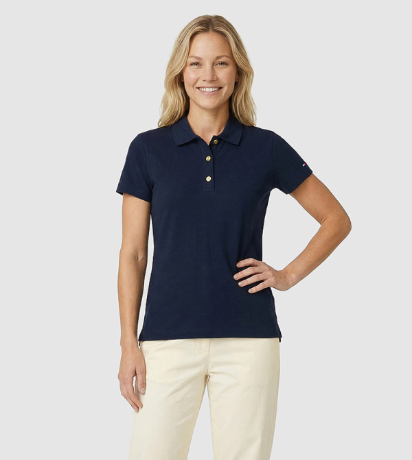 Flag Detail Short Sleeves Slim Fit Polo T-Shirt