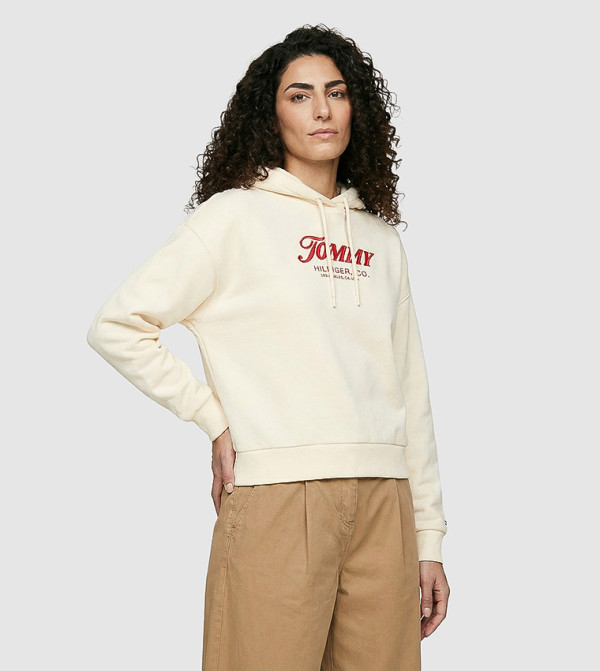 هودي كم طويل بشعار مطرز 