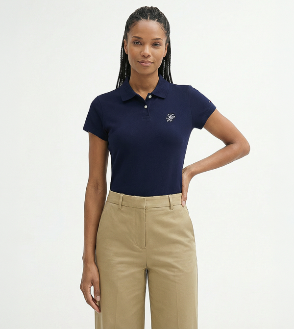Monogram Embroidered Short Sleeves Polo T-Shirt