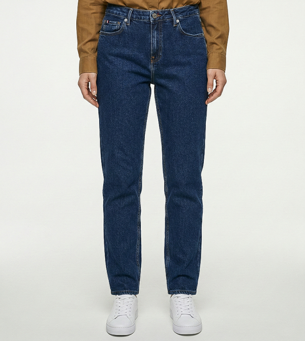 Washed High Waist Straight Fit Jeans