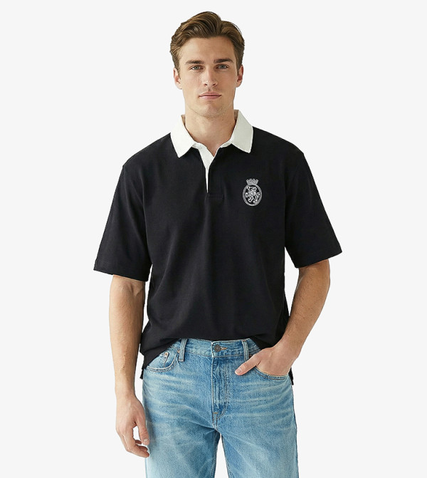 Logo Printed Back Relaxed Fit Polo T-Shirt