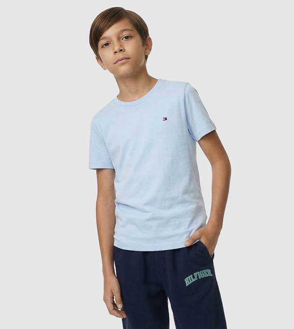 Flag Detail Crew Neck Cotton T-Shirt