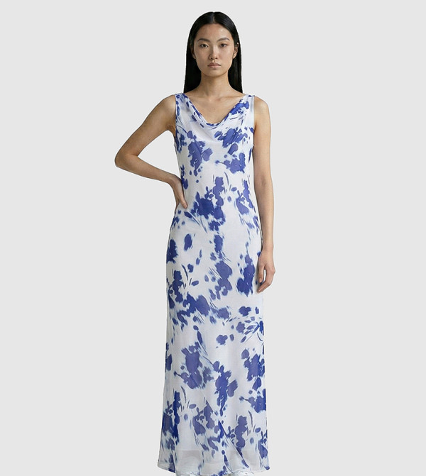 Tie Dye Crew Neck Sleeveless Midi Dress