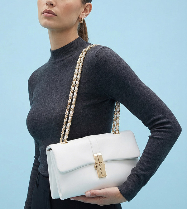 ALICIE Textured Chain-Link Crossbody Bag