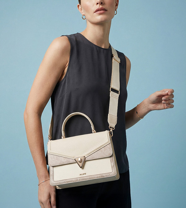 ORANGESPINE Color Block Top Handle Bag