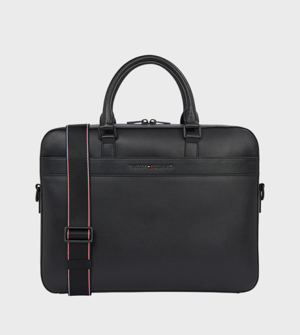 Logo Detail Zippered Laptop Bag