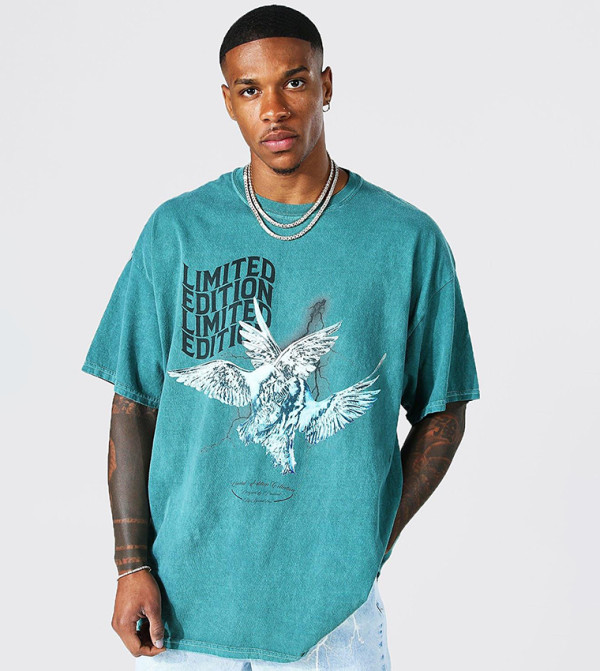 Washed Dove Graphic Oversized T-Shirt