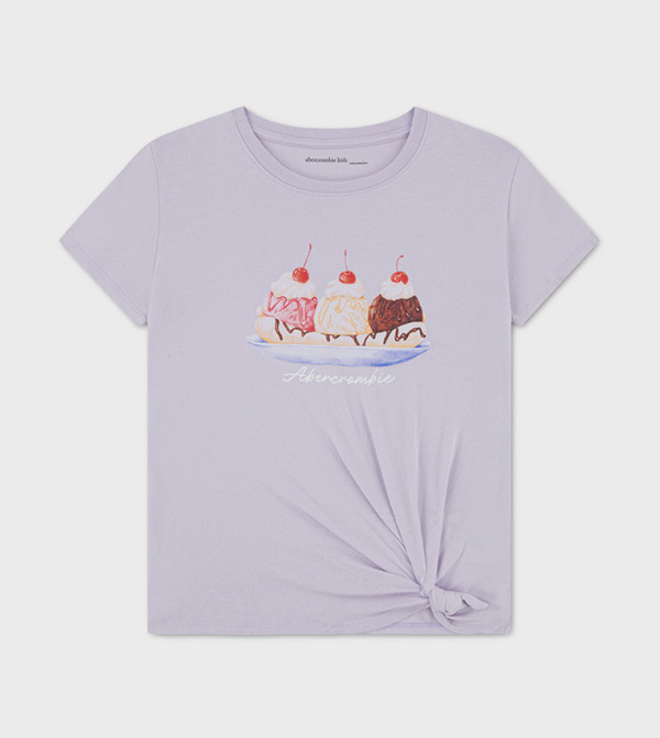 Ice Cream Sundae Print Side Knot T-Shirt