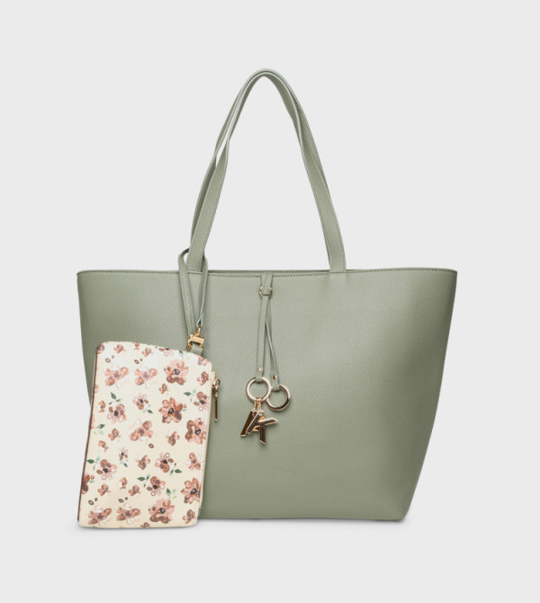 Textured Shoulder Bag with Purse