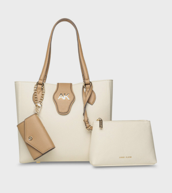 Textured Zip Closure Tote Bag Set