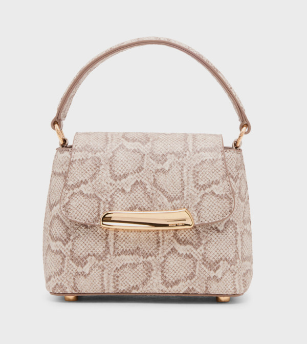 Snakeskin Flap Top Handle Bag