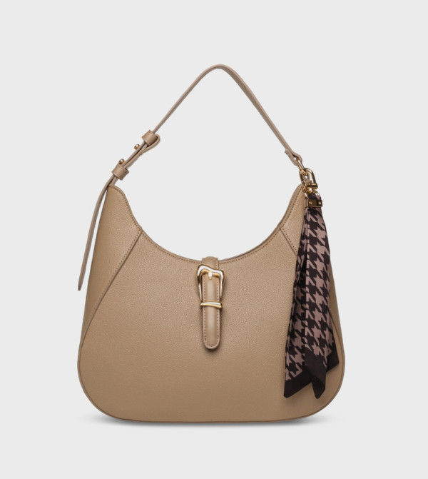 Textured Scarf Detail Shoulder Bag