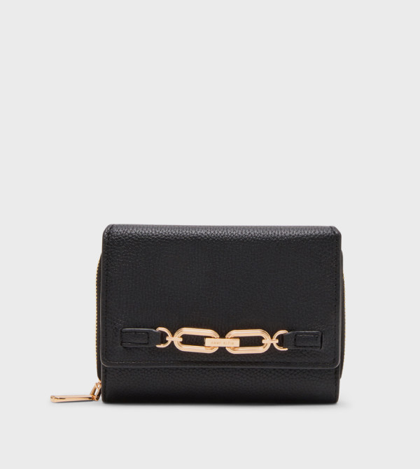 Metal Detail Flap Wallet