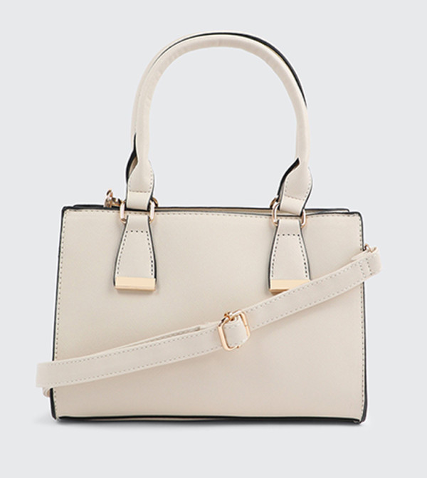 Textured Faux Leather Satchel Handbag