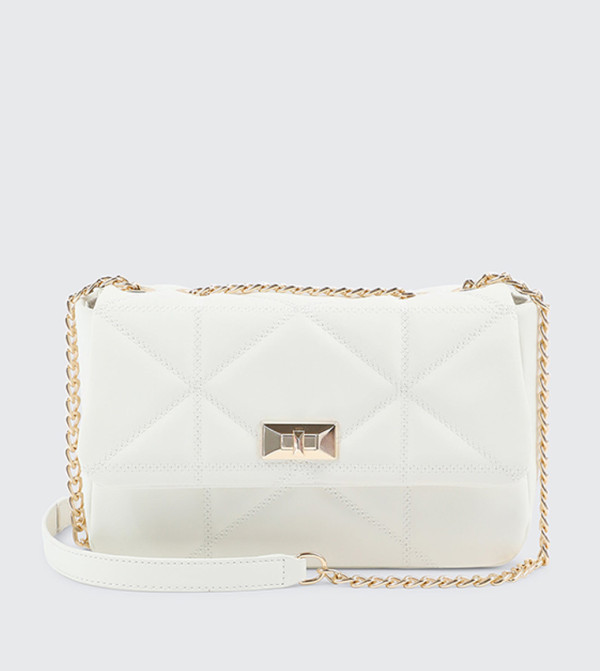 Quilted Flap Faux Leather Crossbody Bag