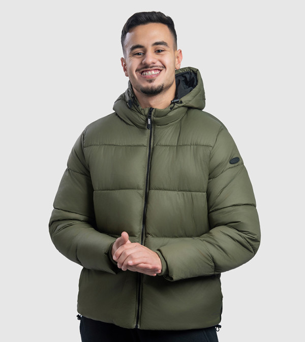 Aero Men's Zippered Hooded Puffer Jacket