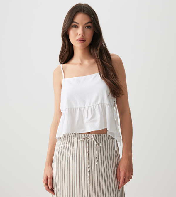 Solid Strappy Peplum Top