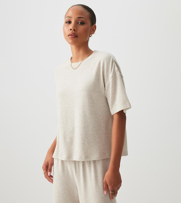 Solid Brushed Knit Boxy T-Shirt