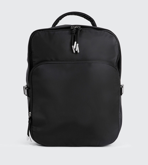 Solid Front Pocket Nylon Backpack