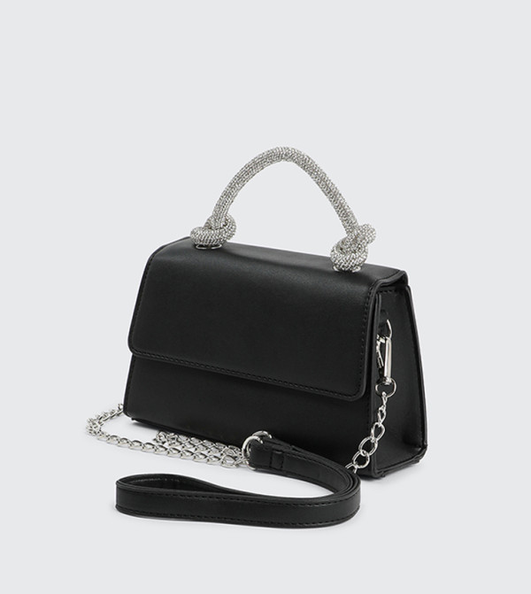 Embellished Knotted Top Handle Bag
