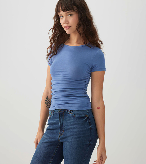 Ruched Crew Neck Top