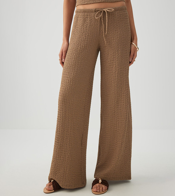Textured Wide Leg Pants