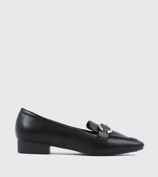 Faux Leather Square Toe Loafers