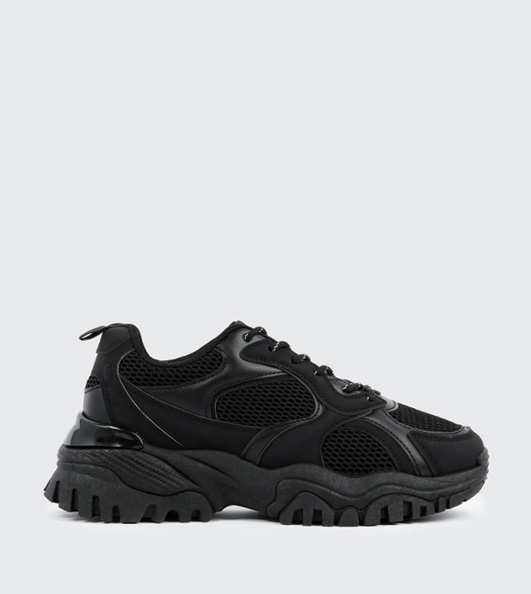 Mesh Detail Lace Up Chunky Sneakers