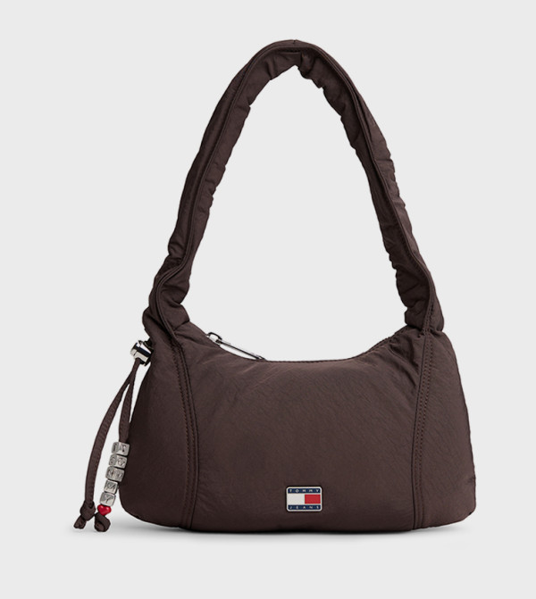 Logo Detail Zippered Shoulder Bag
