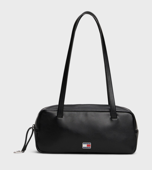 Logo Badge Zippered Shoulder Bag