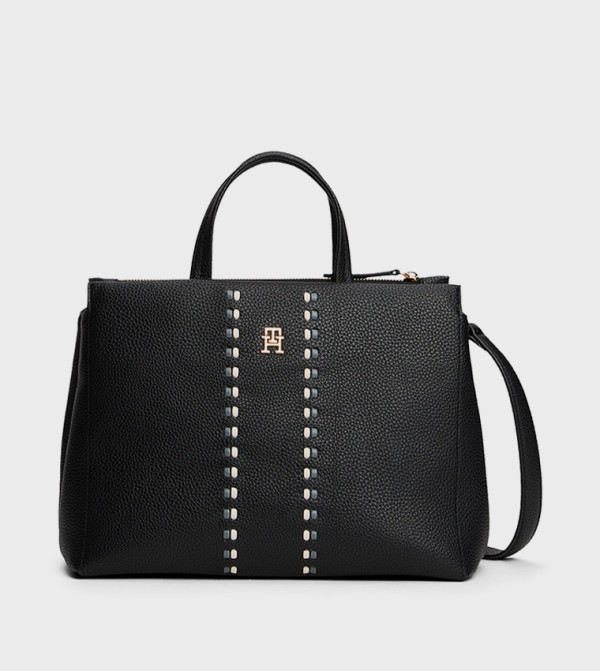 Textured Zippered Satchel Bag