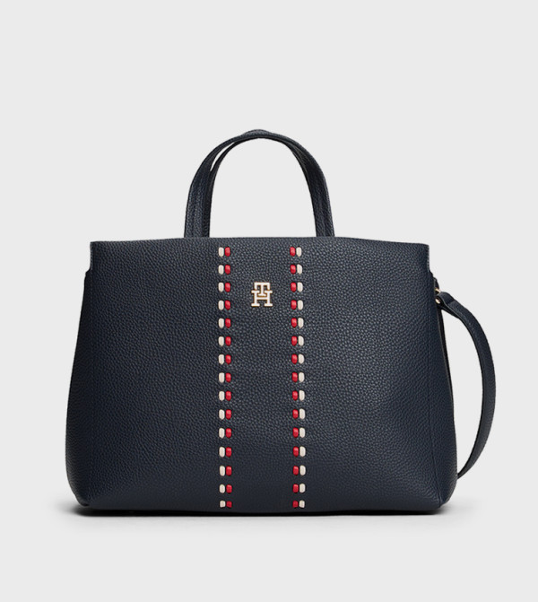 Textured Zippered Satchel Bag