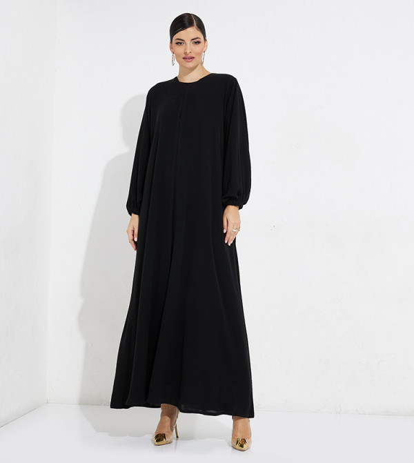Solid Puff Sleeves Abaya