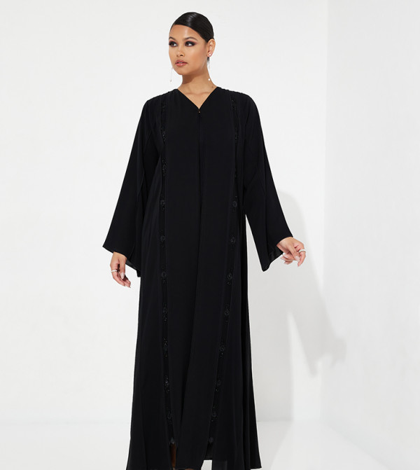 Embellished V-Neck Abaya