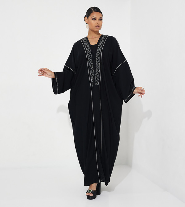Embroidered V-Neck Abaya