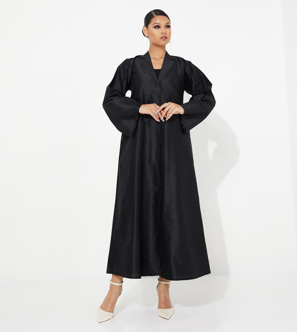 Lapel Collar Wide Sleeves Abaya