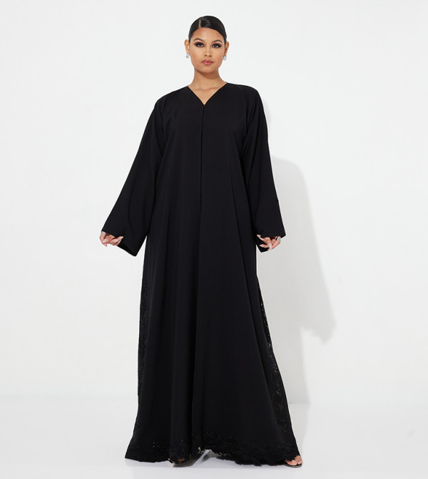 Embellished V-Neck Abaya