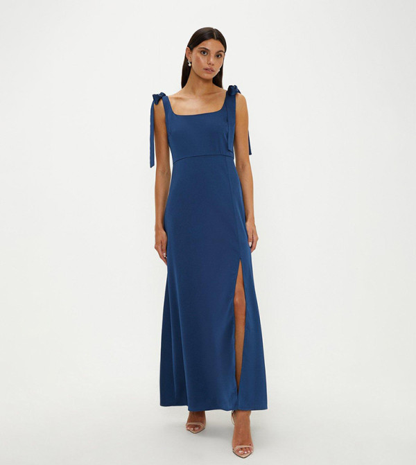 Satin Tie Shoulder Midi Dress