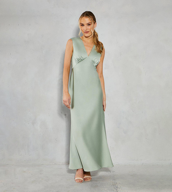 Satin Open Back Detail Maxi Dress