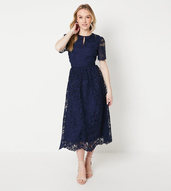 Lace Collared Midi Dress