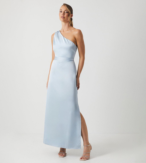 One Shoulder Satin Maxi Bridesmaid Dress
