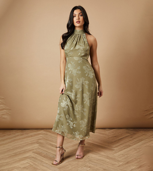 Printed Halterneck Midaxi Dress
