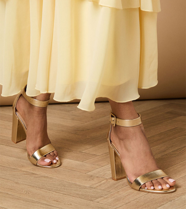 Milla Covered Buckle Block Heel Sandals